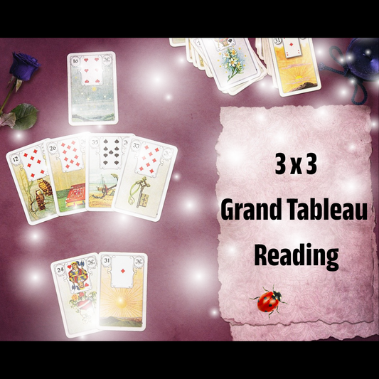 Video Recorded 3 x 3 Grand Tableau Reading - Closing With Tarot  & Oracle Pull [ 1 +hours long ]
